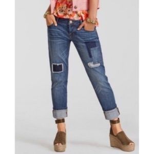 Cabi Boyfriend jeans with patchwork. never opened